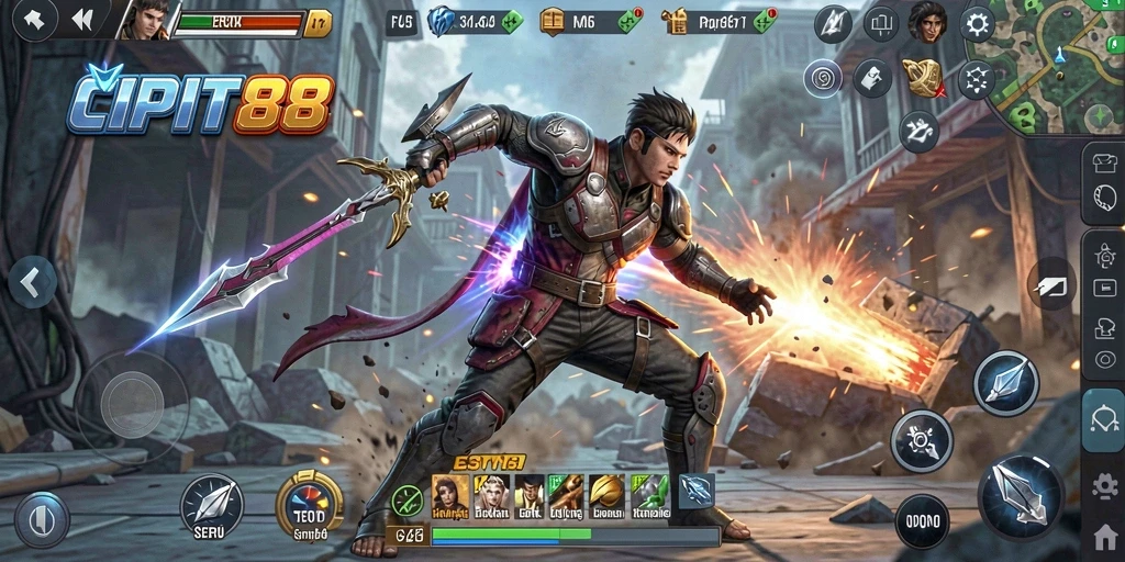 Tampilan menegangkan dari gameplay Action dalam CIPIT88.