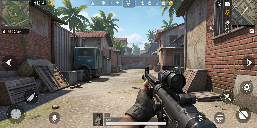 Tampilan gameplay yang dinamis dan mendebarkan dari IN1234.
