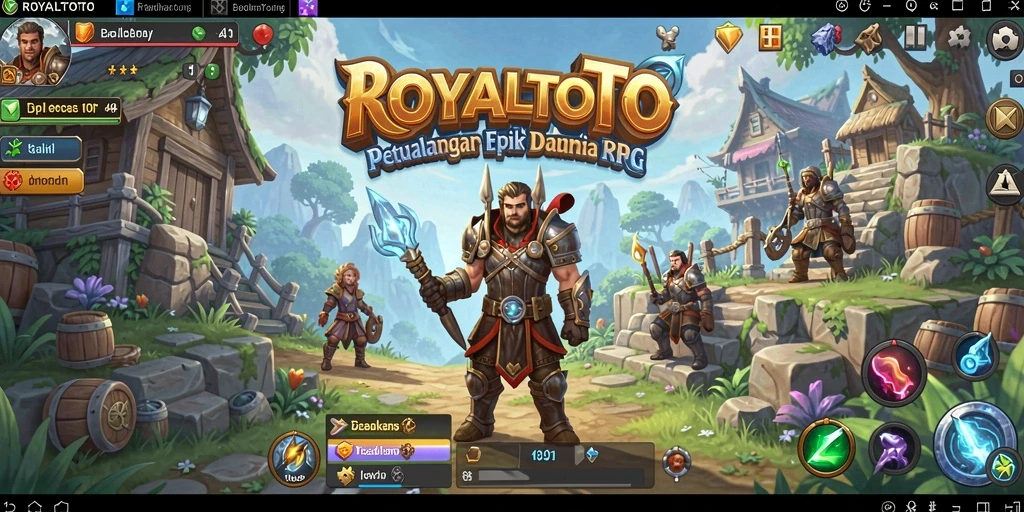 Screenshot gameplay ROYALTOTO menampilkan aksi pertempuran RPG yang seru.