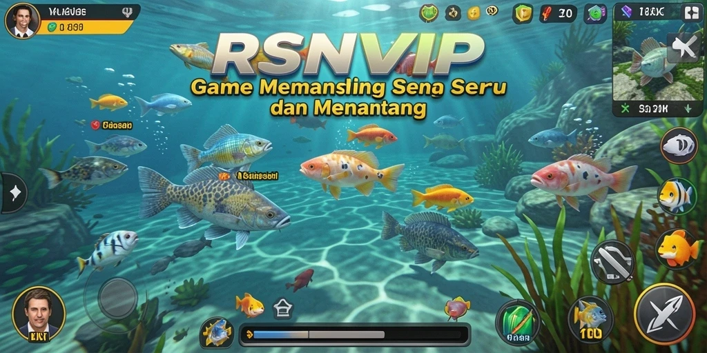 Tampilkan gameplay RSNVIP yang menakjubkan dengan aksi memancing yang seru.
